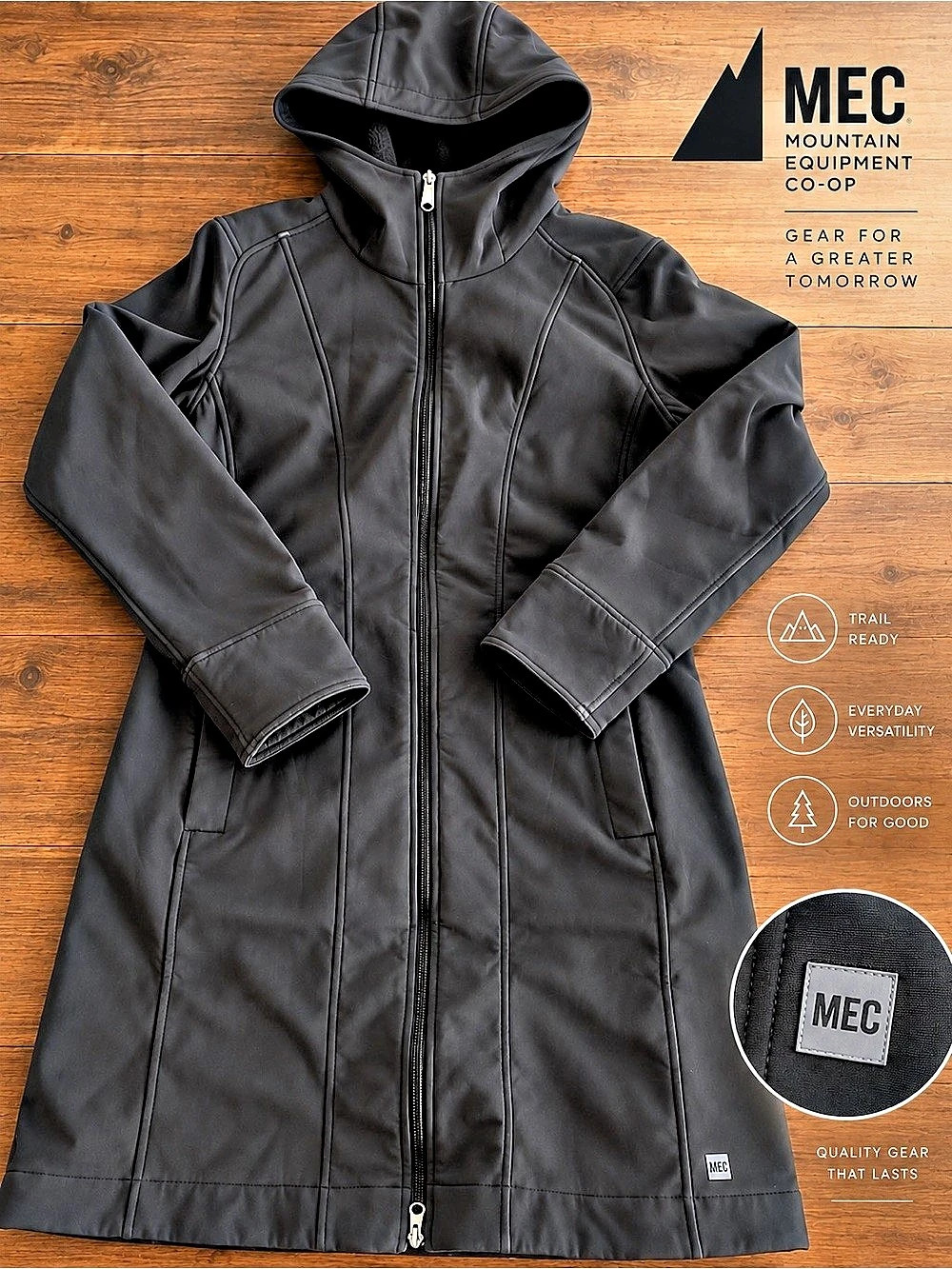 MEC Mountain Equipment Co-op Softshell Trench Coat, Women’s Large